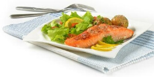 Plate of Salmon and Salad