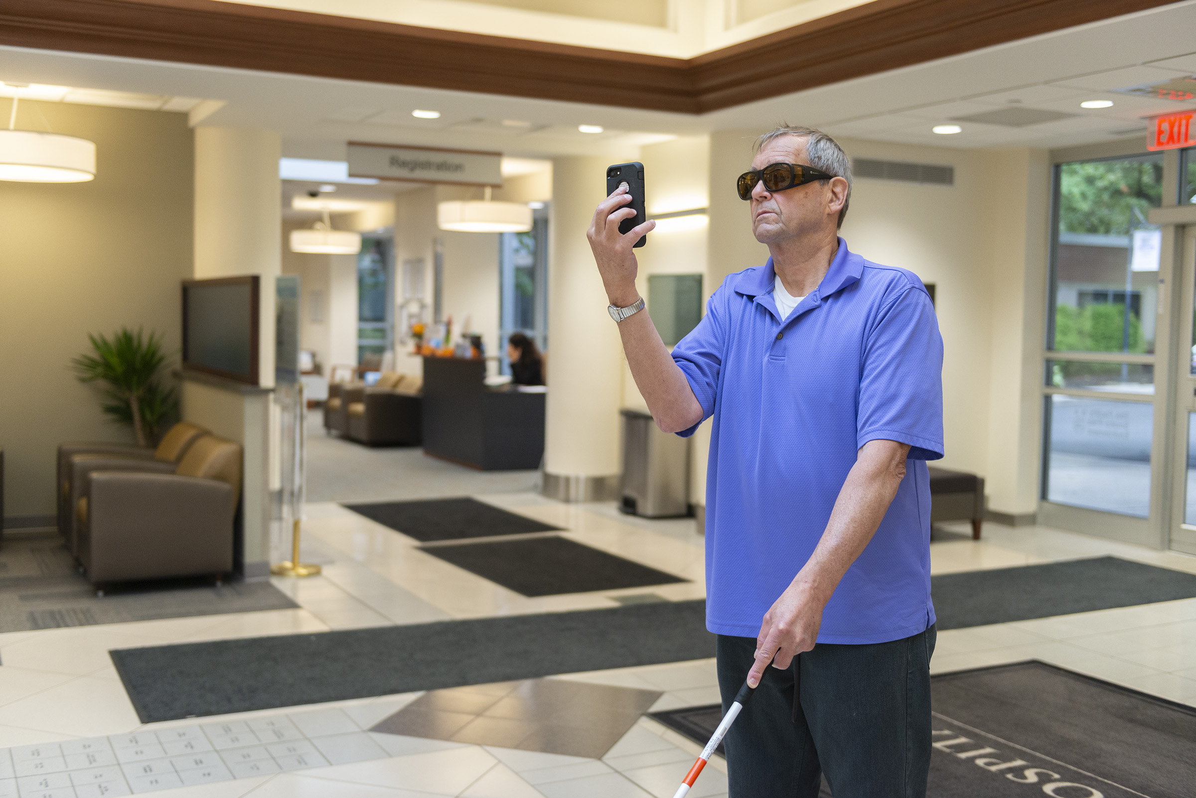 Blind and low-vision visitors and patients at RWJUH Somerset can access free navigation services via their cell phone. 