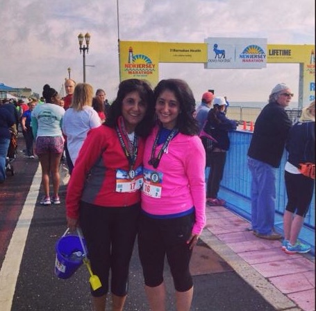 Gail Baker (left) is pictured with her daughter at a New Jersey Novo Nordisk Marathon in the past.