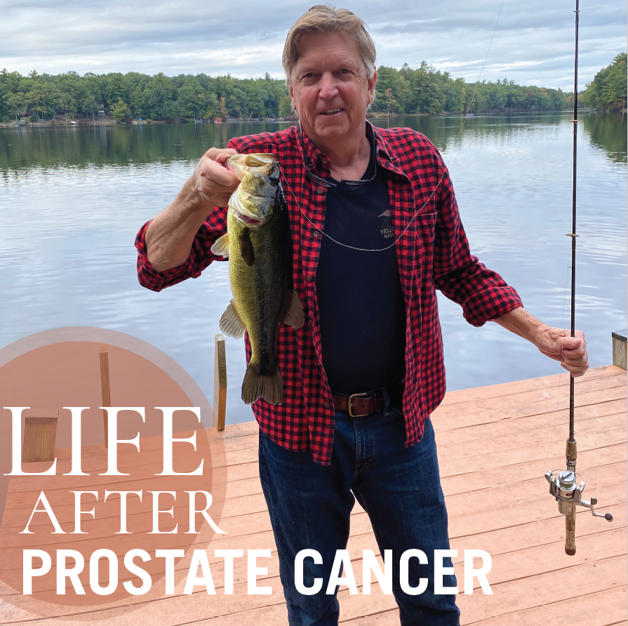David Simpson, prostate cancer survivor, shows off a big fish he caught in the Delaware Highlands.