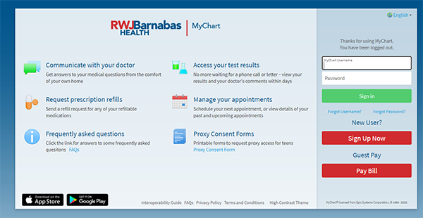 How To Sign In To MyChart RWJBarnabas Health NJ