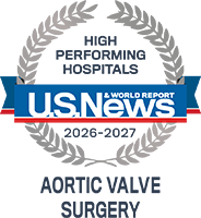 U.S. News High Performing Hospitals badge - Aortic Valve Surgery