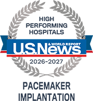 U.S. News High Performing Hospitals badge - Pacemaker Implantation