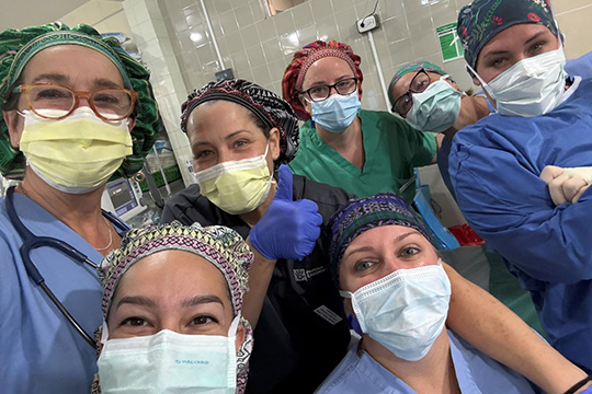 Surgeon Grace Lepis, M.D., in a Guatemalan hospital operating room.