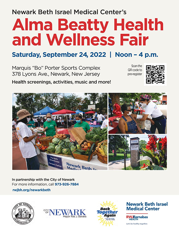 Newark Beth Israel Medical Center's Alma Beatty Health and Wellness Fair flyer