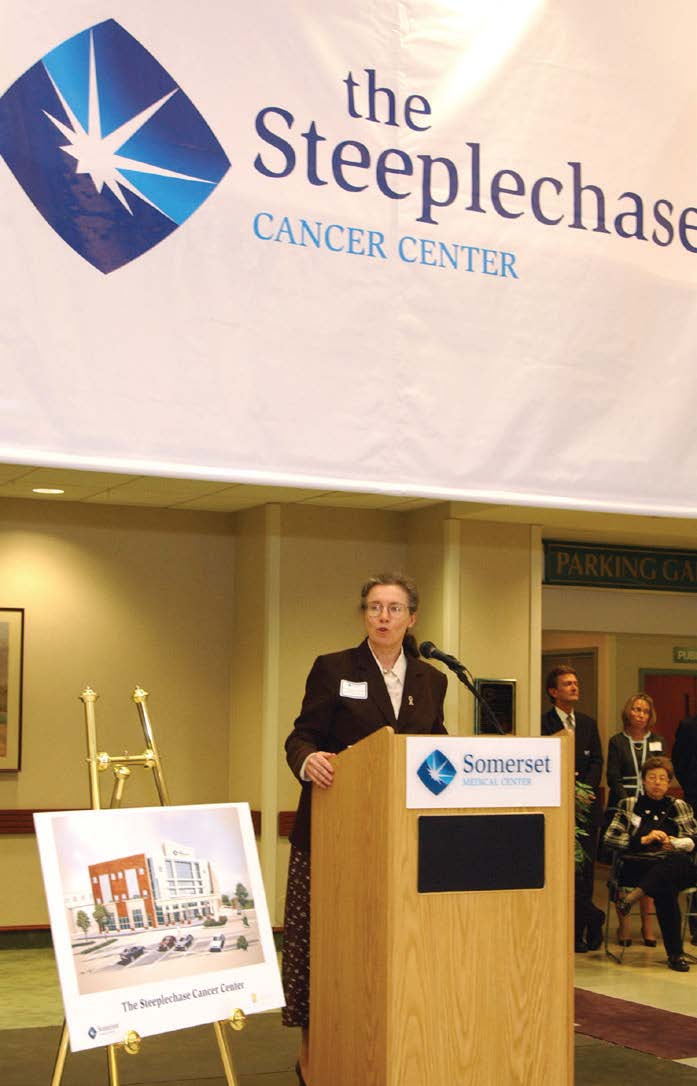 Kathleen Toomey, MD speaking at the Steeplechase Cancer Center at Robert Wood Johnson University Hospital (RWJUH) Somerset