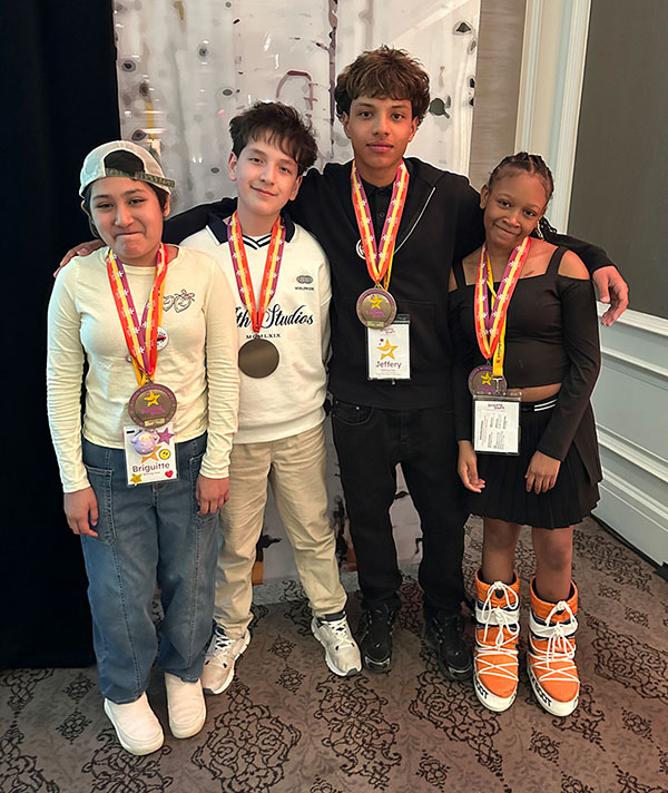 CHoNJ patients Briguitte Riosrosas, Erick Guzman, Jeffrey Delgado and Aubree Walker received personalized ski and/or snowboard instructions and participated in social activities including, a talent show, bingo night and disco night