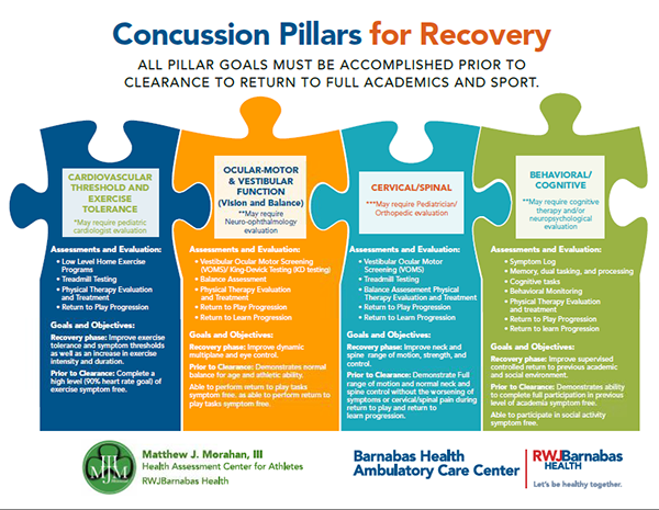 concussion pillars for recovery infographic