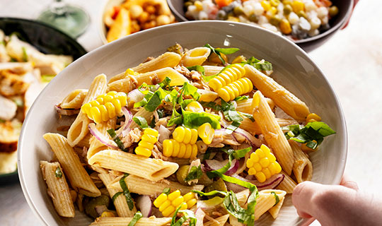 Pasta salad with corn
