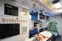 Inside a pediatric ambulance