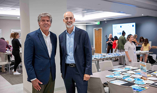Eric Carney, right, President and Chief Executive Officer of Monmouth Medical Center and its Southern Campus in Lakewood, with Long Branch Mayor John Pallone.