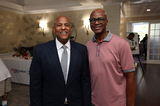 Darrell K. Terry, Sr., MHA, MPH, FACHE, FHELA, President and Chief Executive Officer of Newark Beth Israel Medical Center and Children’s Hospital of New Jersey, welcomes NBI’s Advanced Heart Failure and Transplant Program’s heart transplant recipient Charles Upshaw