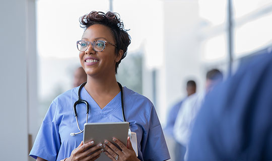 nurse with tablet