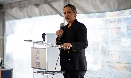 Balpreet Grewal-Virk speaking at the ground breaking