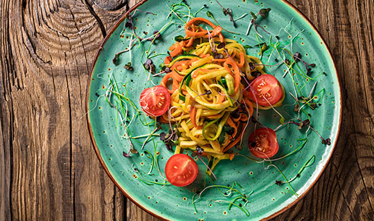 Zucchini noodles and cherry tomatoes