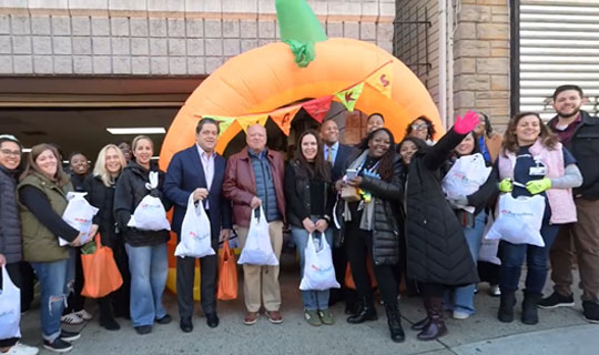 The RWJBarnabas Health Community Health team including Mark E. Manigan, distributing turkeys to families for Thanksgiving