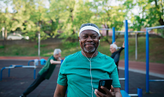 senior man exercising outside