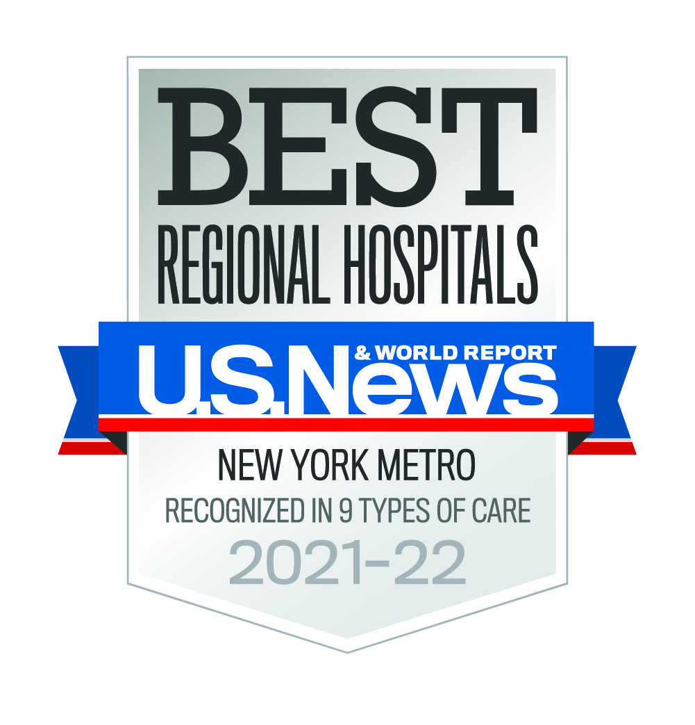 U.S. News & World Report Badge - Named Robert Wood Johnson University Hospital Among Best in New Jersey and New York Metropolitan Area