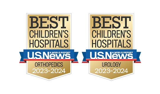US News Best Children's Hospitals Orthopedics and Urology badges