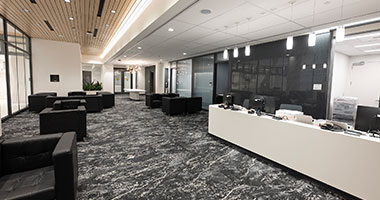 view of the Jack & Sheryl Morris Cancer Center lobby