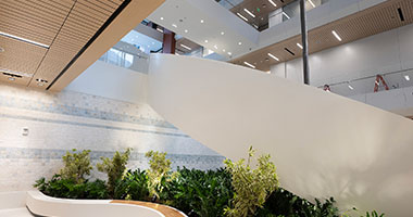 view of the Jack & Sheryl Morris Cancer Center main staircase
