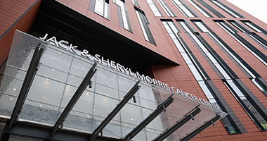 exterior view of the Jack & Sheryl Morris Cancer Center front facade
