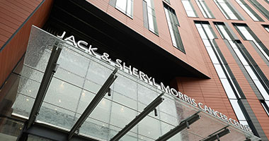 exterior view of the Jack & Sheryl Morris Cancer Center front facade