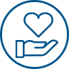 hand with heart icon