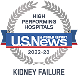 U.S. News and World Report High Performing Hospital for Kidney Failure