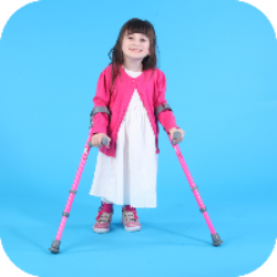 little girl with crutches