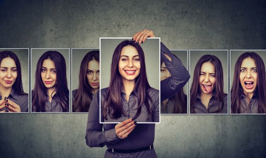 Woman showing many emotions