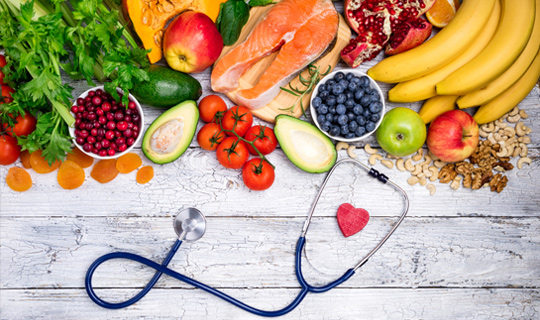 Fruits and Veggies With Stethoscope