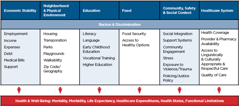 Social and Economic Inequities Drive Health Disparities infographic