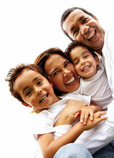 Family Smiling Wearing White