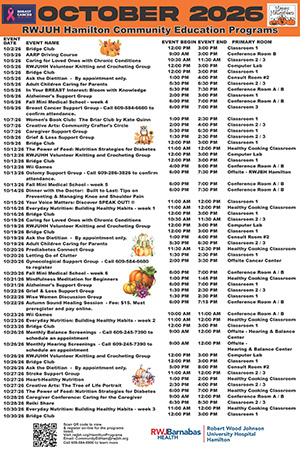 RWJUH Hamilton Calendar