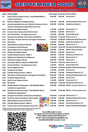 RWJUH Hamilton Calendar