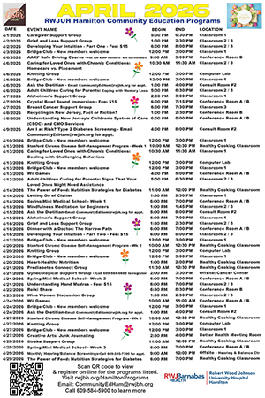 RWJUH Hamilton Calendar