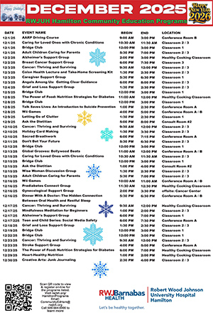 RWJUH Hamilton Calendar
