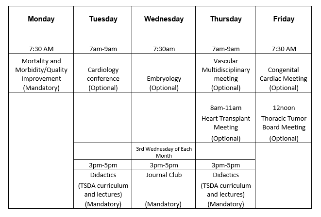 cardiothoracic conference schedule