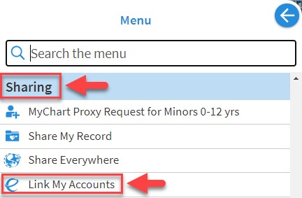 Look for Link My Accounts under Sharing