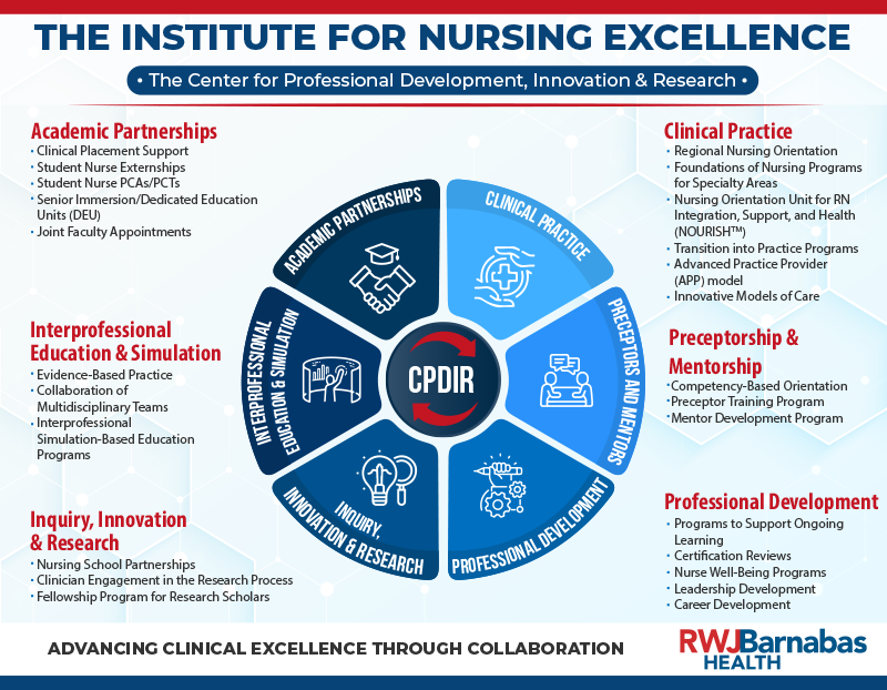 The Institute for Nursing Excellence - The Center for Professional Development, Innovation & Research infographic