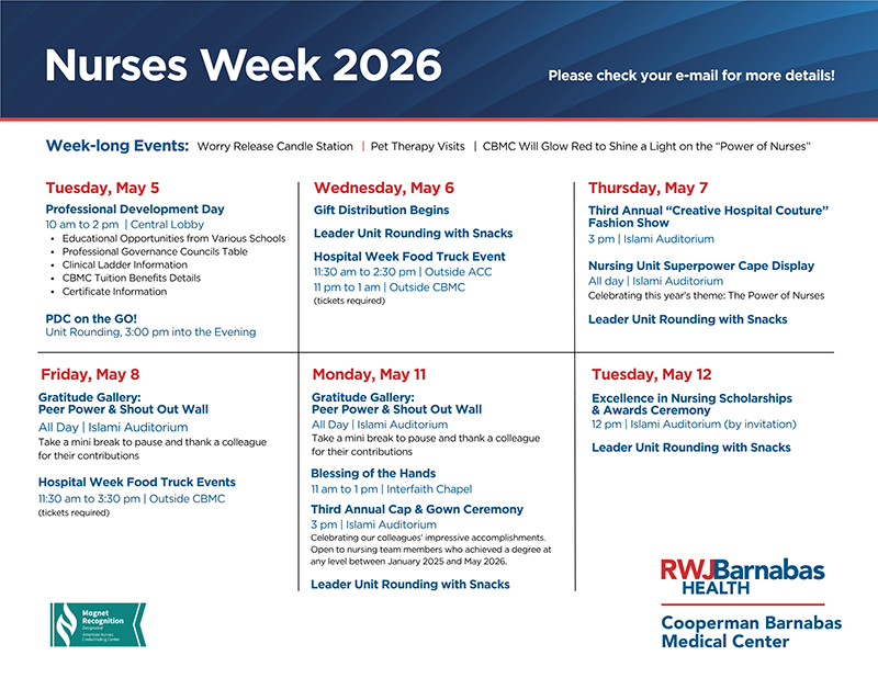 CBMC Nurses Week Calendar