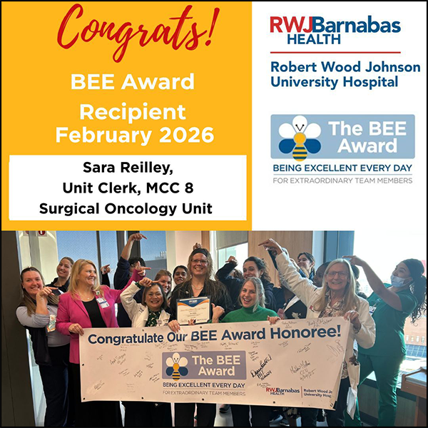 BEE Award Recipient February 2026 - Sara Reilley, Unit Clerk, MCC 8 Surgical Oncology Unit