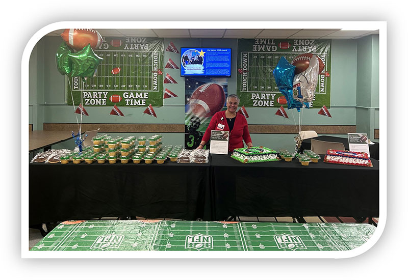 Super Bowl celebration with cupcakes and cakes