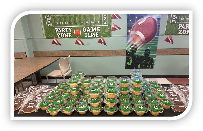 Super Bowl celebration with cupcakes
