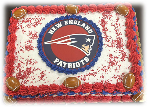 Super Bowl celebration New England Patriots cake