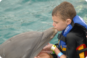 James with a dolphin
