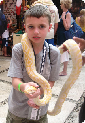 James with a snake