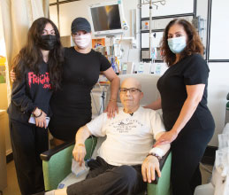 Tony with his family at NBI’s cardiothoracic ICU, several days after his lifesaving lung transplant surgery