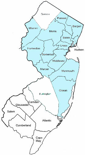 NJ map of counties